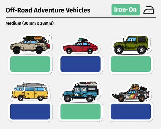 Off-Road Adventure Vehicle Group 1 (Iron-On/Stick-On Kids Labels)