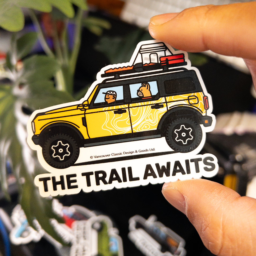 The Trail Awaits with Dog-O Sticker