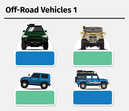 Off-Road Adventure Vehicle Group 3 (Iron-On/Stick On Kids Labels)