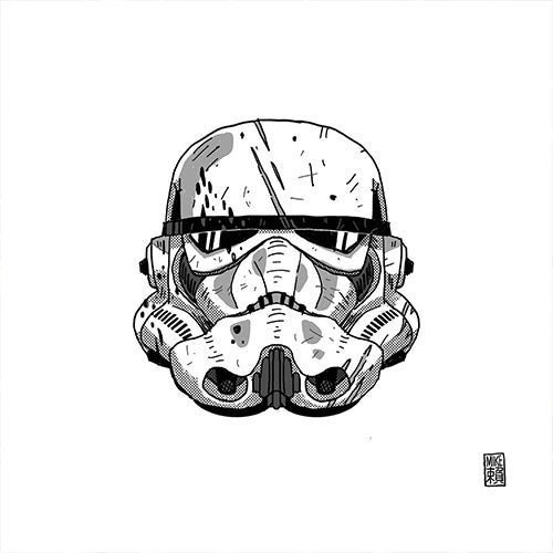 Battle Scarred Trooper Helmet Holographic Sticker